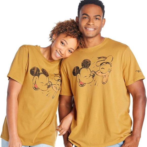 Disney Men's Mustard Graphic Tee Mickey & Donald | Large - Picture 2 of 8